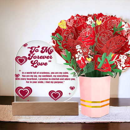 "Love Blooms: The Acrylic Heart & Sweetest Devotion Flower Bouquet Collection"