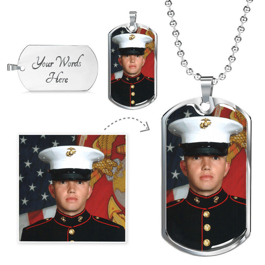 (MEN) "Personalized Love: Custom Engraved Dog Tag Necklace for Your Valentine"